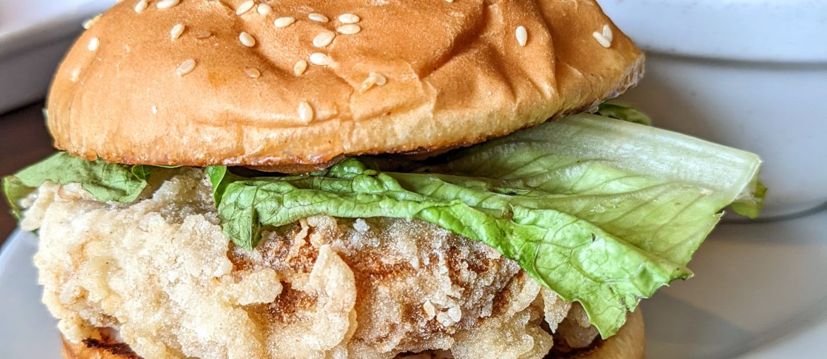 Las Vegas vegan meal - fried chicken sandwich from Violette's Vegan Cafe