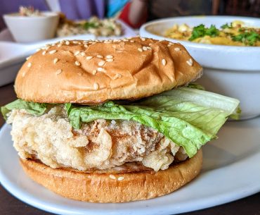 Las Vegas vegan meal - fried chicken sandwich from Violette's Vegan Cafe