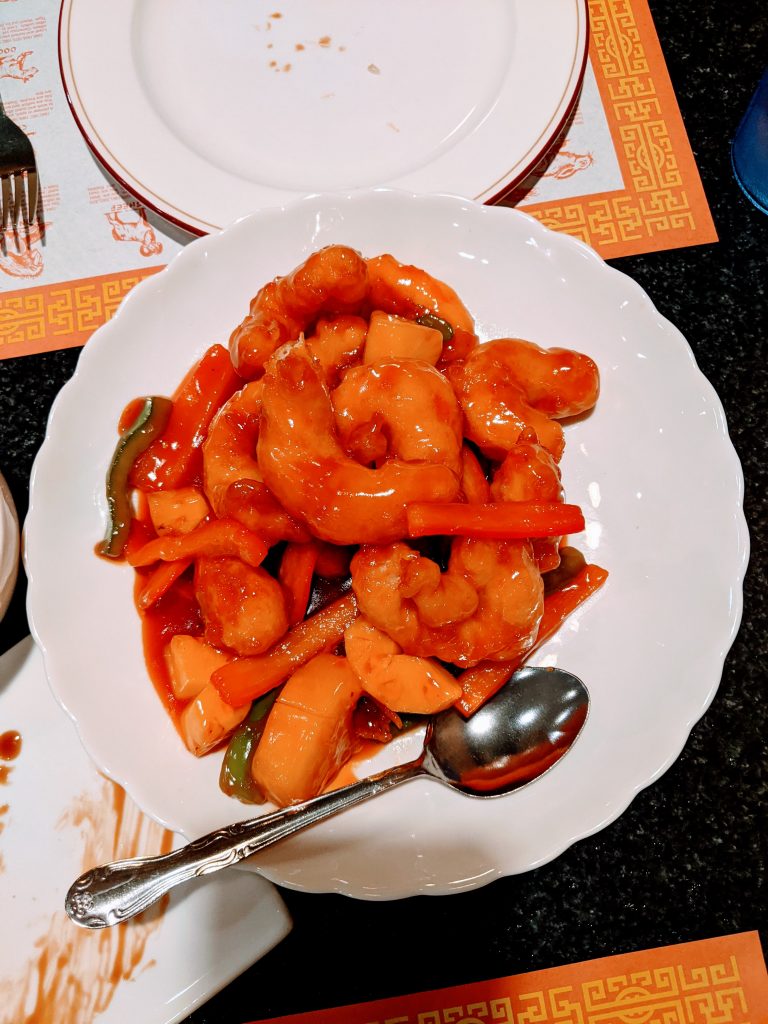 Sweet & Sour Shrimp entree at Chef Kenny's