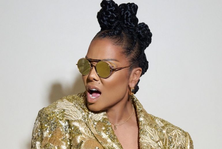 Promotional image of Janet Jackson against a blank background, featured in marketing for her 2025 Las Vegas residency at Resorts World Theatre.